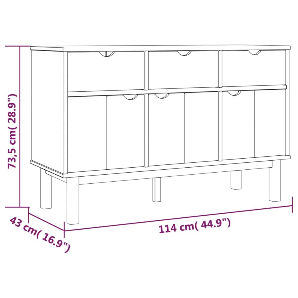 vidaXL Sideboard OTTA Brown and White - Solid Wood Pine - CurtisJ Designs