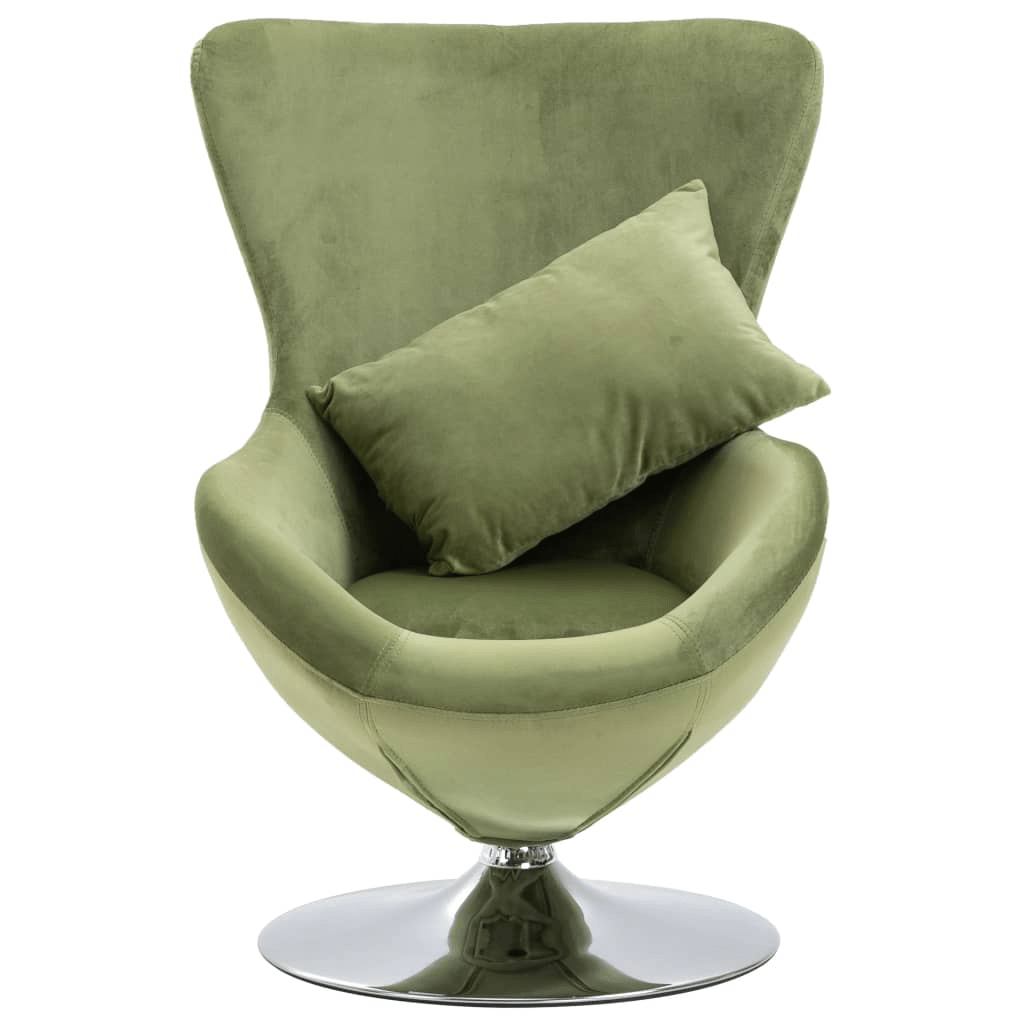 vidaXL Swivel Egg Chair with Plush Cushion in Light Green Velvet - Ergonomic & Stylish Seating - CurtisJ Designs