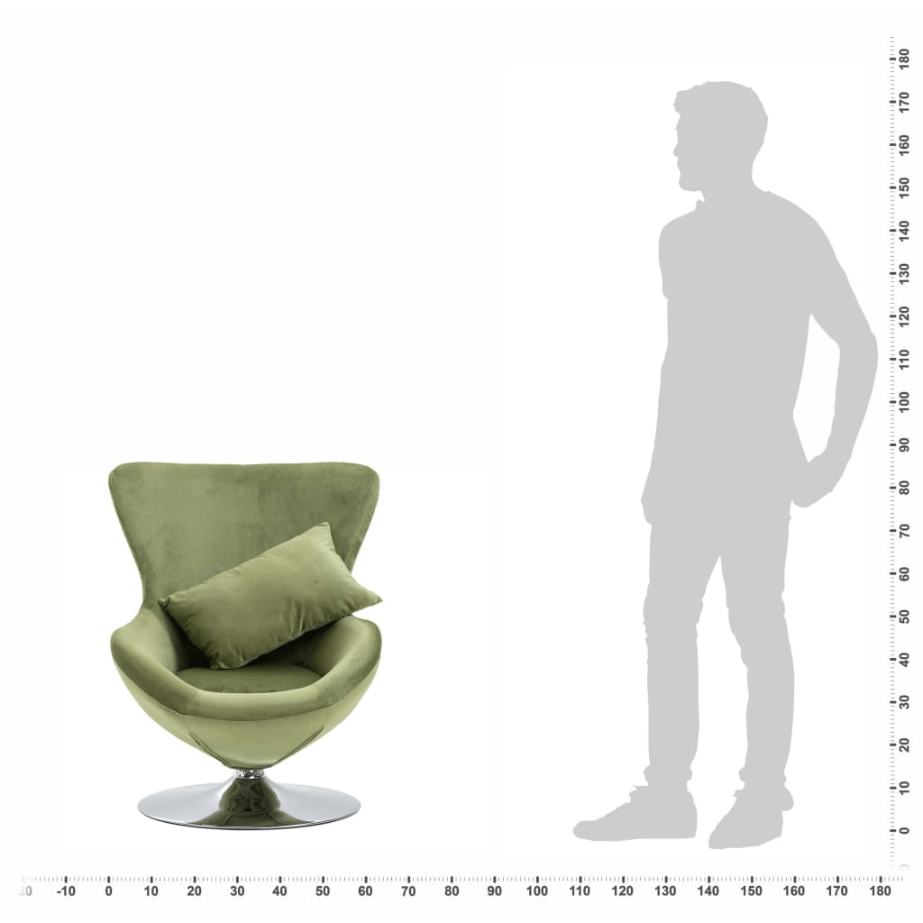 vidaXL Swivel Egg Chair with Plush Cushion in Light Green Velvet - Ergonomic & Stylish Seating - CurtisJ Designs