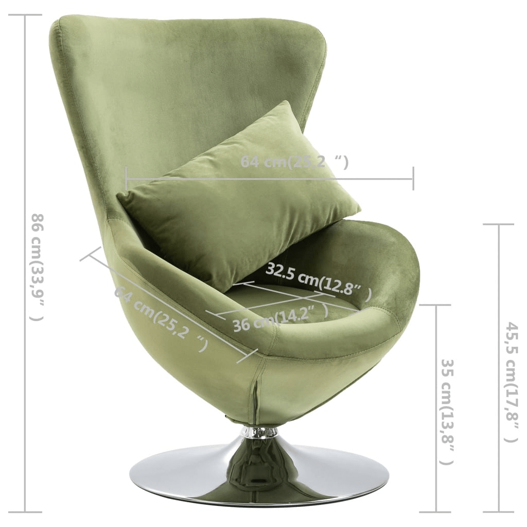 vidaXL Swivel Egg Chair with Plush Cushion in Light Green Velvet - Ergonomic & Stylish Seating - CurtisJ Designs