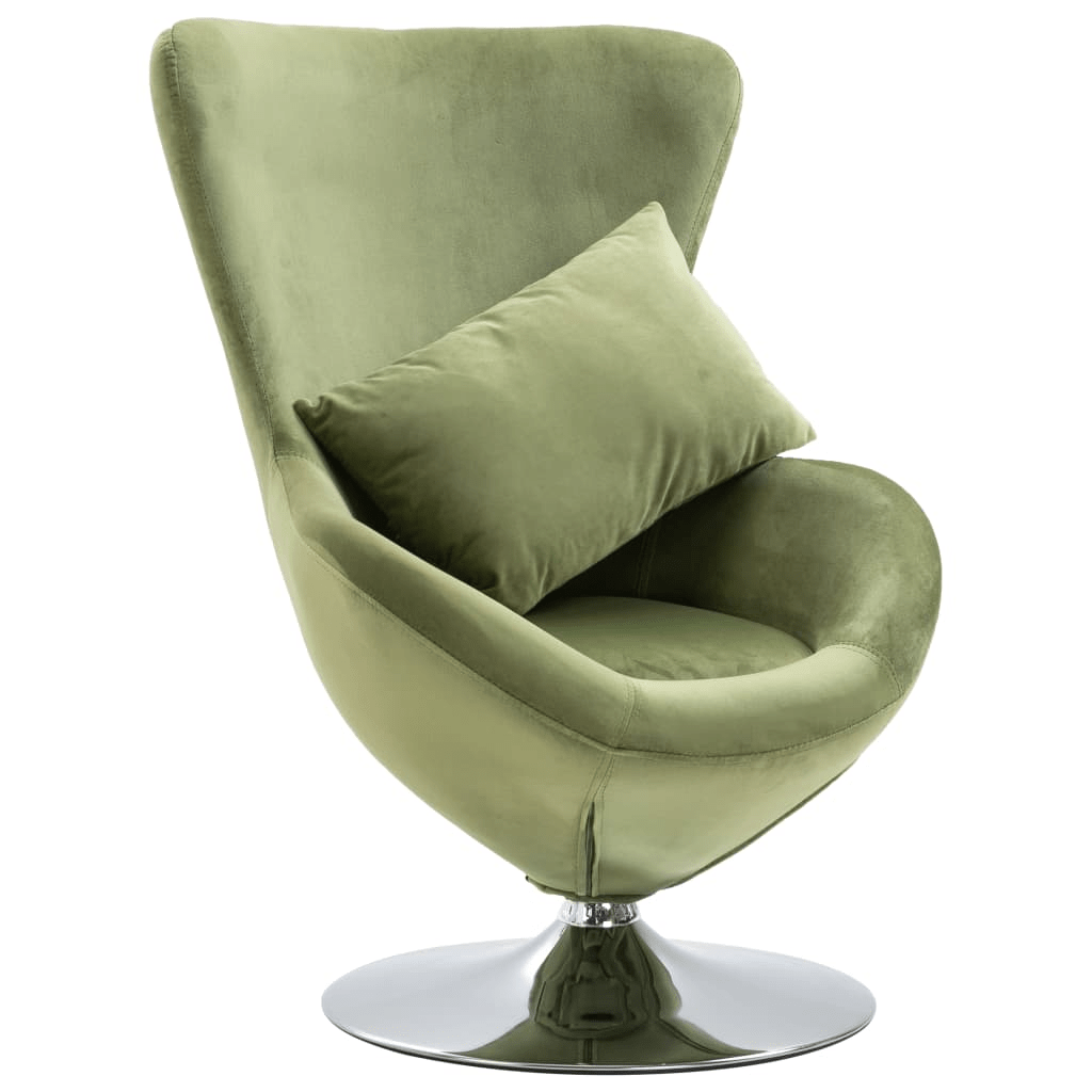 vidaXL Swivel Egg Chair with Plush Cushion in Light Green Velvet - Ergonomic & Stylish Seating - CurtisJ Designs