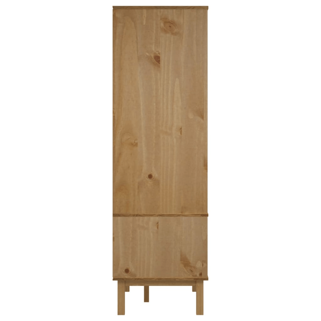 vidaXL Wardrobe OTTA Brown and White 30.1"x20.9"x67.7" Solid Wood Pine - Ample Storage Space, Scandinavian Design - CurtisJ Designs